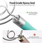 U-Taste 12.6in Danish Dough Whisk: 18/8 Stainless Steel Heavy-Duty Sourdough Mixer Tool, Food Grade Dutch Style Seamless Bread Wisk, Sturdy for Mixing, Stirring, Kneading Thick Batter (Aqua Sky)