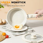 20 Pcs Pots and Pans Set Non Stick, Ceramic Cookware Set Detachable Handle, RV Kitchen Cooking Set Removable Handles, Oven Safe, Induction ReadyStackable Non-stick set Cream White