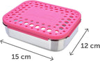 LunchBots Medium Trio II Snack Container - Divided Stainless Steel Food Container - Three Sections for Snacks On the Go - Eco-Friendly, Dishwasher Safe, BPA-Free - Stainless Lid - Pink Dots