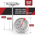 2 Pack Stainless Steel Meat Thermometer, Safe Leave in Oven, 2.5-in Extra-Large Dial Food Thermometer for Cooking, Temperature Probe for Baking, Steak, Turkey - Kitchen Gadgets - Silver