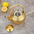 SANQIAHOME 2000ml teapot with Infuser stainless steel Water Boilers lifting handle Tea Maker Water Kettle for Induction/Gas gold