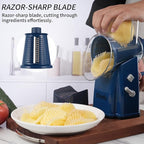 Rotary Cheese Grater Shredder - Upgraded 5 in 1 Cheese Grater with Handle and Strong Suction Base, Multi-purpose Julienne Slicer Ice Shaver Nuts Grinder for Ice, Vegetables, Fruit, Nuts