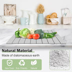 Stone Dish Drying Mat for Kitchen Counter,24"(L)×16"(W) Collapsible Fast-Drying Diatomaceous Earth Mats with Towel Sanding Tool,Versatile Stone Drying Mats for Cups Dishes Bottles