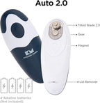 Kitchen Mama Auto 2.0 Electric Can Opener: Blade Opens Almost Any Can Pop or Soda Can - Automatic, Hands Free, Safe, Smooth Edge, Lid Remover, Battery Operated, Cordless, YES YOU CAN (Navy Blue)