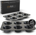 EVODAE® Jumbo Muffin Pan in Holiday Gift Box – Set of 2, 12 Cup (2x6) Large Muffin Pan & Large Cupcake Pan – Pro-Grade Nonstick Bakeware – PFOA & PTFE Free – Great Gift for Bakers & Holiday Baking