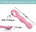 PrimaStella Silicone Chew Spoon Set for Babies and Toddlers - Safety Tested - BPA Free - Microwave, Dishwasher and Freezer Safe - Rosy Shades