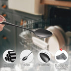Black Spoons silverware teaspoons set of 12 dessert spoon 6.6inch Food-Grade stainless steel kitchen and dining table spoons (Black)