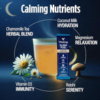 VitaCup Sleep Fuel Instant Tea Packets for Deep REM Sleep, Relax & De-Stress w/Chamomile, Magnesium, Vitamin D3, Coconut Water, Coconut Milk, Potassium, Calming for Full Body Relaxation, 48Ct