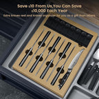 Steak Knives Set of 8, 4.8 Inch Straight Edge Ultra Sharp Durable Meat knives with Rest, High Carbon Stainless Steel Damascus Pattern Triple Rivet Handle, Ideal for Home Restaurant Party