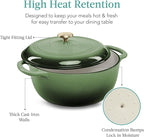Best Choice Products 7.5 Quart Enamel Cast-Iron Round Dutch Oven, Family Style Heavy-Duty Pre-Seasoned Cookware for Home, Kitchen, Dining Room, Oven Safe w/Lid, Dual Handles - Deep Olive Green