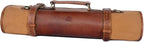 Leather Knife Roll Storage Bag, Elastic and Expandable 10 Pockets, Adjustable/Detachable Shoulder Strap, Travel-Friendly Chef Knife Case (Peanut, Canvas)
