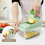 Vegetable Chopper with 8 Blades - Onion Chopper 16-in-1 with Container, Kitchen Vegetable Spiralizer Kitchen Gadgets - Home Essentials - Accessories