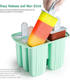 6 Pieces Silicone Popsicle Molds,Easy-Release BPA-Free,Ice Pop Mold Ice Cream Molds For Kids,With 6 PCS Plastic Stick+Cleaning Brush (Mint Green)
