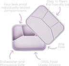 Ullabelle Leak Proof Bento Box Food-Grade Silicone Bento, BPA, Phthalate, Lead, & PVC Free - Lunch Box for Daycare, Kids, & Adults - Leak Resistant Sets With Lids Snack Box Container (Periwinkle 4)