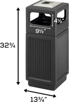 Safco Canmeleon Trash Can, 30 Gallons, Indoor and Outdoor Use, Durable & Weather-Resistant Commercial Garbage Can with Ashtray, Black