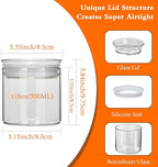 ZENS 10oz Glass Jars with Airtight Lid, 4 Pack Glass Kitchen Canisters Set for Spice, Loose Tea, Small Clear Glass Storage Jars with Labels for Herbs, Sugar