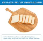 14” Bamboo Pizza Peel - Lightweight Smooth Wooden Pizza Paddle and Pizza Cutting Board with 8 Slice Grooves, Outdoor Pizza Oven Accessories, 21.6 Inch x 14 Inch