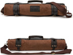 Dickies Chef Knife Roll Bag Portable Organizer and Cutlery Storage Roll, Waxed Canvas and Leather, Large