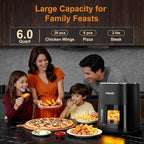 Fullwill Air Fryer with Viewing Window 6QT,5-in-1 Multi-Function(Air Fry,Roast,Bake,Reheat,Dehydrate) plus 7 One-Touch Presets for Wings,Fries,Steak and More,85% Less Oil Cooking for Families