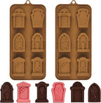 Halloween Chocolate Molds RIP Gravestone Candy Mold 2 pcs Silicone Tombstone Ice Cube Mold (2 x 1.42 inch)