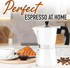 Zulay Moka Pot Espresso Stovetop Coffee Maker - Leak-Proof, Stainless Steel, Easy to Clean, Heat Resistant Handle & Knob - for Authentic Cuban & Italian Style Espresso - Makes 9 Espresso Cups - White