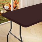 homing Rectangle Table Cloth Cover, Waterproof Polyester Elastic Fitted Tablecloth, Fits for 8 Foot Folding Tables, Washable Table Protector for Fall, Thanksgiving, Harvest Party (Coffee, 30" x 96")