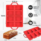 Mini Loaf Pan Silicone, Metal Reinforced Silicone Mini Bread Loaf Pan Nonstick Cornbread Pan 8 Cavities Small Loaf Pans for Baking Bread, Loaf, Meatloaf, Brownie, Butter 1Pack Red