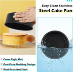 LIANYU 8 Inch Cake Pans Set for Baking, Round Cake Mold of 3, Nonstick Stainless Steel Baking Pan Tin, Non-toxic Coating, Straight Side & 3 Inch Deep, Sturdy & Rust Resistant