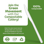 100% Compostable PLA Knives Bulk Pack 400 Pcs Biodegradable Disposable Plastic Cutlery Utensils