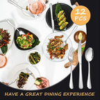 Silverware Set,SANTUO Stainless Steel Knives Spoon Forks Set for Home, Kitchen and Restaurant, Mirror Polished& Dishwasher Safe (12pcs-Silverware set)