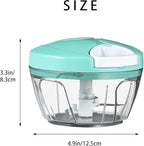 Ourokhome Manual Food Processor Vegetable Chopper, Portable Hand Pull String Garlic Mincer Onion Cutter for Veggies, Ginger, Fruits, Nuts, Herbs, etc., 500ml, Teal