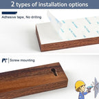 Dmore magnetic knife holder for wall—with 2 hooks, No Drilling 20 Inch walnut knife magnetic strip, Powerful knife magnet rack, include Adhesive Tape and screws for Knives, Utensils, and Tools