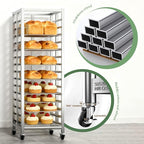 Bun Pan Rack, Commercial Bakery Sheet Rack with Brake Wheels, 15-Tier Stainless Steel Baking Tray Food cart ，for Bakeries Restaurant & Catering（Trays Not Included） ﻿ (15 Tier)