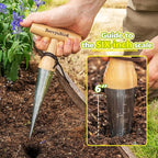 Berry&Bird Hand Dibber – Precision Wood Handle Garden Hole Punch Dibbler Tool for Planting Seeds & Bulbs with 6'' Measuring Scale, Bulb Planter for Planting Flowers Tulips Daffodils Dahlias