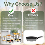Stainless Steel Cookware Set 13PCS, Pots and Pans Set, Induction Cookware, Kitchen Cooking Set, Heavy Duty, Tri-Ply Base, Dishwasher Safe
