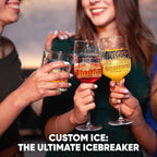 Berlinzo Premium Clear Ice Cube Maker with Conversation Ice Prints – 2 Large 2.1" Crystal Clear Ice Squares – Giftable Idea for Party, Game Night & Just for Fun – Includes Storage Bag (Non-Electric)