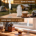 Milk Frother Handheld, Rechargeable Coffee Frother Wand with Stand, Electric Frother for Lattes, Cappuccinos, Matcha, Drinks, Espumador de Leche Electrico