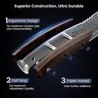 Nakiri Chef Knife, 7.2 Inch Japanese Style Vegetable kitchen Knife, Razor Sharp for Precision Cutting, Damascus Pattern, Ergonomic Full Tang Wooden Handle, Birthday Wedding Cooking Gifts