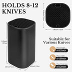 Ninonly Black Knife Block Without Knives 3 in 1 Universal Square Knife Holder Without Knives with Scissors Slot and Sharpening Rod Detachable Kitchen Knife Holder for Easy Cleaning Space Saver