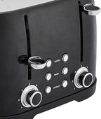 Amazon Basics 4 Slice Toaster, 6 Browning Settings, Removable Crumb Tray, Bagel and Defrost Function, Cancel Button, 1600W, Black