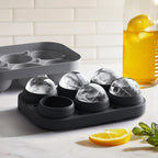 2.5inch Spherical Ice Ball Tray For Whiskey, Big Ice Freezer Mold for Cocktails，Easy Fill In & Release Ice Cube Mold, Durable &Reusable Spherical Ice Maker (Steel Grey)