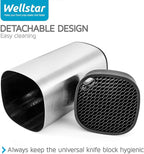WELLSTAR Universal Knife Block Holder, Stainless Steel Knife Stand Without Knives, Safe Space Saver Large Volume Stable Knife Storage with Scissors Slot, Detachable for Easy Cleaning - Square