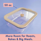 Ziruma Non-Toxic 6.2 Cup Glass Food Storage Containers with Lids, Large Food Containers, Plastic Free Meal Prep, Airtight Food Storage Container, Microwave and Freezer Safe, 2 Pack