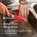 Starpack 'Get a Grip' Silicone Kitchen Tongs for Cooking (2Pcs) - BBQ Tongs for Grill Heat Resistant to 600°F - Stainless Steel Kitchen Utensils w/Non Stick Silicone Tips - 9",12" for Serving Food