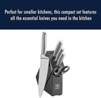 Henckels International Modernist 6-pc Knife Block Set | Paring Knife, Serrated Utility Knife, Utility Knife, Chef’s Knife & Kitchen Shears