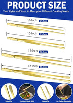 JETKONG 4 Pcs Kitchen Tweezers, 12'' and 10'' Stainless Steel Cooking Tweezers Set, High-Precision Tweezers Tongs for Cooking, Repairing, Seafood and BBQ (Gold)