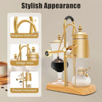 Siphon Coffee Maker, 400ml/13.53oz Manual Extract Coffee and Brew Tea Tool, Belgian/Belgium Retro Coffee Brewer with Alcohol Burner, Commercial/Domestic Balance Vacuum Coffee Pot, 9.3*4.7*14.96in Gold