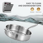 LOLYKITCH Whole Body Tri-Ply Stainless Steel 5.5 QT Sauté Pan with Lid,12 Inch Deep Frying Pan,Jumbo Cooker,Dishwasher and Oven Safe,Detachable Handle.