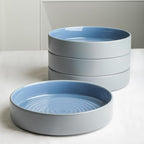 Stone Lain Elica 12-Piece Modern Dinnerware Set Stoneware, Plates and Bowl Sets for 4, Blue and Grey