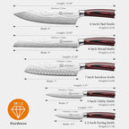 KEEMAKE Knife Set 5 Pieces, Professional Kitchen Knife Set, High Carbon Stainless Steel Chef Knife Set, Ultra Sharp Blade Knives Set for Kitchen with Ergonomic Pakkawood Handle & Gift Box
